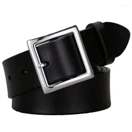 Belts Belt For Women Round Square Buckle Pin Jeans Black Chic Designer Leather Female
