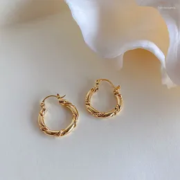 Dangle Earrings French Retro Twist Curve U-shaped Small Gold Plated Ring Simple Suitable For Women's Daily Jewelry