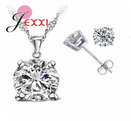 Ship Top CZ Cubic Zirconia Good Quality 925 Sterling Silver Jewellery Sets Stud Earring Pendant Necklace Jewellery Sets9992284