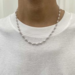 Pendant Necklaces Small imitation pearl bead chain short necklace for mens fashion bead chain necklace 2023 fashion Jewellery necklace J240516