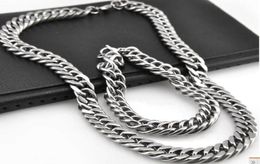 Great 10mm double link chain necklace amp bracelet 316L Stainless Steel Jewellery set for Cool mens set jewelry1992867