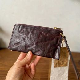 Wallets AETOO High Density Planted Tanned Cow Leather Handmade Long Purse Multi-card Thin Women's Clutch Bag Retro Simple Men's Wallet