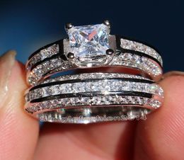 Luxury Jewelry Sz 510 10KT White Gold Filled 5A Cubic Zirconia Wedding Engagement Rings Set for women men5441440