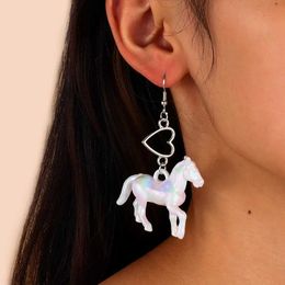 Dangle Chandelier Sweet and romantic unicorn earrings cute animal acrylic plastic pony earrings female heart pendant accessories female earrings d240516