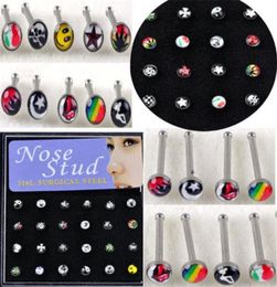 144 Pcslot 316L Stainless Steel Womens Body Jewelry Nose Studs Nose Ring Body Piercing 566 T25285596