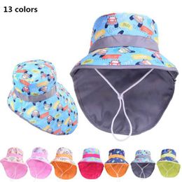 Caps Hats The new spring/summer 2022 cotton baby sun hat is suitable for girls boys baby bucket hats outdoor childrens fisherman hats and UV protection beach hats WX