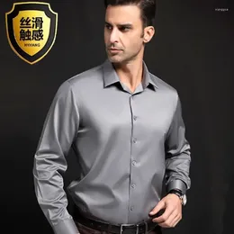 Men's Casual Shirts Long Sleeved Shirt Short Spring/Summer 6XL Large Non-iron Silky Business Formal Solid Colour