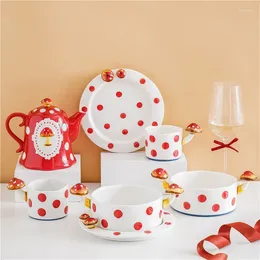 Mugs 4-color Hand-painted Mushroom Cups Porcelain Coffee Milk Handmade Tableware Family Gatherings Decorative Gifts