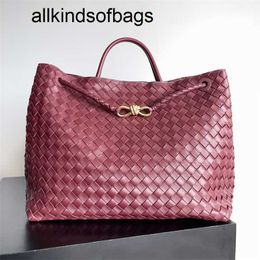 Andiamo Tote Bag Nappa Weaving Drawstring Large Crossbody Bags Soft Sheepskin Work Shoulder Designer Gold Buckle Intrecciato Handbag