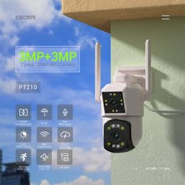 ESCAM PT210 3MP 1296P iCam365 APP Dual Lens Wireless PTZ IP Camera Full Colour AI Humanoid Detection Home Security CCTV Monitor