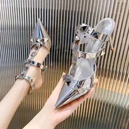 Women Heels High Sexy Party Sandals Shoes Summer Pointed Toe Dress Slippers 2024 Slides Pumps Flip Flops Mujer v 216 d e336