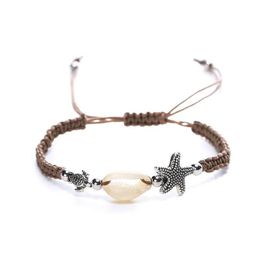 Charm Bracelets Starfish Shell Beach Bracelet Adjustable Sea Turtle Rope Unisex Braided For Men And Women Personality Summer Holiday Dhntv