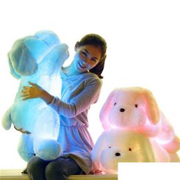 Plush Dolls 50Cm Creative Light Up Led Teddy Dog Stuffed Animals Luminous P Toy Colorf Glowing Pillows Christmas Gift For Kids 220425 Dhhnc