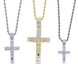 Chains Fashion Female Cross Pendants Drop Gold Silver Colour Crystal Pendant Necklace Jewellery For Men Women Wholesale 2766