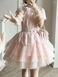 Work Dresses Pink Kawaii Lolita 2 Piece Set Women Japanese Elegant Party Mini Skirts Suit Female Princess Lace Blouse Elastic Sweet