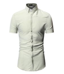 Short Sleeve Shirt 2019 Summer Men Dress Shirts Button Down Shirt Office Wear Slim Fit Tops Korean Clothes Fashion8337970