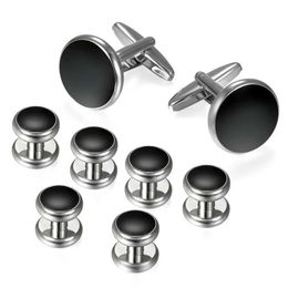 Cuff Links Mens tailcoat cufflink wedding set cufflink circular metal cufflink with buckle screw set luxury mens cufflink gift