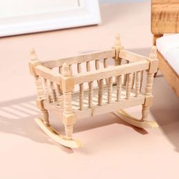 1PC Creative 1:12 DollHouse Miniature Baby Bed Kids Toys Wooden Nursery Doll House Furniture Decor Accessories