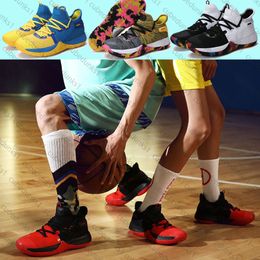 Curry 8th Generation Practical Basketball Shoes Outdoor Professional Sneakers Student Shock Absorption Warriors Blue Yellow Colour Training Field Boots 36-45