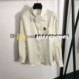 Cool Girl Luxury Shirts White Black Youth School Long Sleeves Blouses Leather Decoration Pocket Shirts