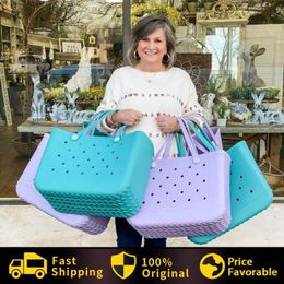 Extra Large Boggs Beach Bag Summer EVA Beach Basket Women Picnic Tote Bag Holes Waterproof Handbag Pouch Shopping 240509
