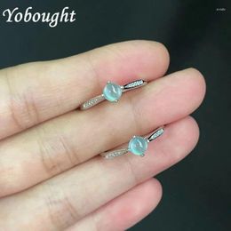 Cluster Rings In Elegant Inlaid Natural Jade Chalcedony Small Round For Women Fashion Simple Party Silver Jewellery Adjustable