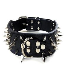 Punk PU Studded Dog Collar Pet Adjustable Harness Spike Artificial Leather Dog Supplies C63B 2010293635905