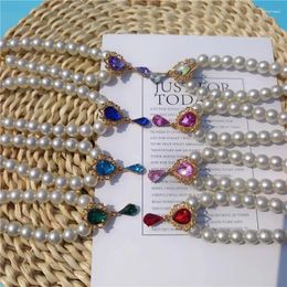 Dog Collars Pet Pearl Collar Cat Necklace Pendant Pink Heart Shape Crystal Accessories Elegant Princess Cute Sweet Decoration