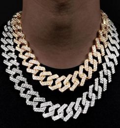 Chains Luxury Bling Rhinestones Prong Cuban Link Chain Necklace For Men Women HipHop Iced Out Square Choker JewelryChains3372022