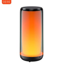 Speakers QERE HF33 Mini Portable Wireless Speaker Outdoor Subwoofer With Led Flashing Colorful Metal Bass Speaker