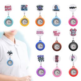 Wristwatches Barber Shop Theme 33 Clip Pocket Watches Nurse Fob Watch With Second Hand Retractable For Student Gifts Glow Pointer In T Otgdl