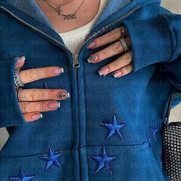 BIG PROMOTION Y2K autumn and winter personality trend embroidery sweater cardigan high street leisure hip-hop zipper 240511