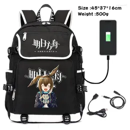 Backpack Cartoon Game Arknights Men Women Rucksack Usb Laptop Bags Large Travel Shoulder Bookbag