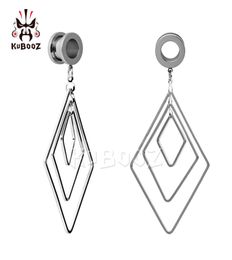 Kubooz piercing stainless steel rhombus dangle ear plugs and tunnels body Jewellery ear gauges pair selling expander1572524