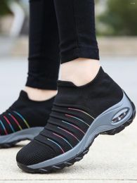 Casual Shoes Black Sports For Women Fashionable Breathable Comfortable Thick Soled Tennis Mesh Running Walking Sneakers Girls