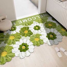 Carpets Flower entrance door mat household silk ring anti slip dirt carpet H240517