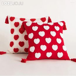 Pillow LOZUJOJU Red Romantic Love Heart Shape Valentine's Day Gift Cover Throw Cases Sofa Bed 45x45cm 1PC
