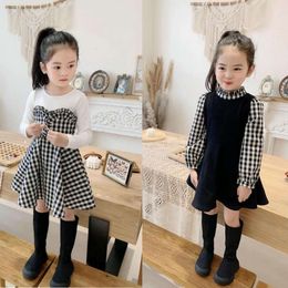 2023 Spring Autumn Children long sleeve plaid Dress Baby girls Casual Dresses L2405