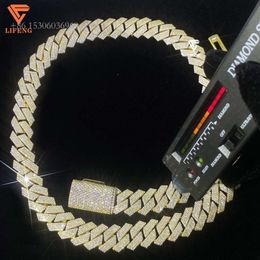 Lifeng Jewelry 15Mm Gold Link Iced Out Hiphop Miami Sterling Sier VVS Moissanite Men Cuban Chain Necklace
