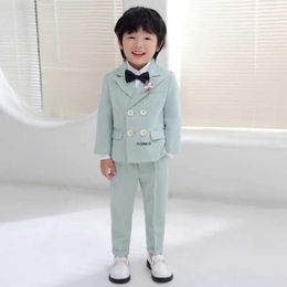 Suits Korea Boys Photography Suit Children Wedding Dress Kids Stage Performance Blazer Suit Baby Birthday Formal Ceremony Costume Y240516