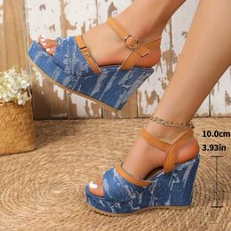 Sandals Woman Shoes Platform Heels Wedges Elegant Party Women Casual Blue Super High Heel Clogs Dress Sneakers Footwear New H240516