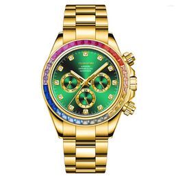 Wristwatches GUANQIN Men's Watches Gold Luxury Automatic Watch For Men Mechanical Wristwatch Multifunctional Waterproof Stainless Steel