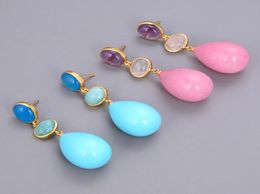 GuaiGuai Jewellery Teardrop Amethysts Amazonites Agates Jades Quartzs Aventurines Dangle Stud Earrings Handmade For Women Real Gems 1327364