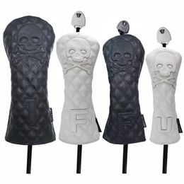 Golf Headcover Skull Driver Fairway Hybird Wood Head Cover Set PU Leather Waterproof Soft Durable Woods Club Accessories 240515
