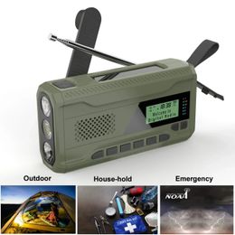 DABFM Radio Emergency Portable Solar Receiver Hand Crank Dynamo Outdoor Bluetooth Ser with LED FlashlightSOS 240506