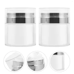 Storage Bottles 2 Pcs Press Cream Jar Sample Container Pot Travel Containers Vacuum Airless Lotion Bottle As Dispenser Refillable Miss