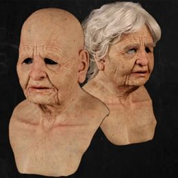 Elderly Woman Man Mask Wrinkle Full for Head Mask Grandpa/Grandma Face Mask Devil Novelty Supplies Halloween Party Cosplay Props 240517
