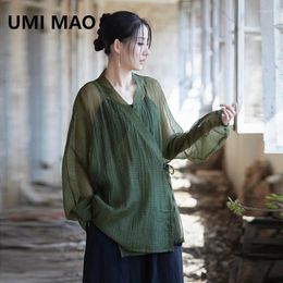 Women's T Shirts UMI MAO Summer Coat Clothing Original Top Home Travel Zen Meditation Elegant Cool Sunscreen Cardigan Femme