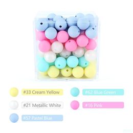 Soothers Teethers 15Mm 100Pcs Sile Loose Beads Food Grade Safe Teether Diy Chewable Colorf Round Ball Baby Teething Toys Drop Delivery Dhmci
