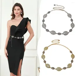 Belts Metal Chain Belt Ethnic Style Waist Elegant Versatile Carved Retro Fashion Women's Dress Suit Clothing Acessories